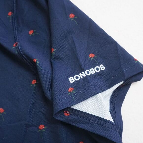 Bonobos Mens Golf Polo Shirt Collared Blue Red Roses Graphic Polyester Size 2XL - Picture 5 of 10
